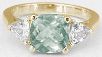 8mm Cushion Prasiolite Engagement Rings in 14k in 14k yellow gold