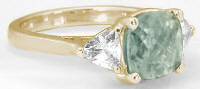 8mm Cushion Checkerboard Cut Prasiolite Engagement Ring in 14k
