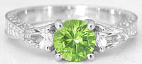 non-diamond engagement rings with peridot and white sapphires