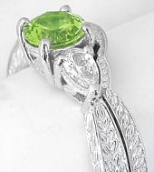 diamond engagement ring alternative with peridot in 14k white gold