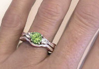 Peridot gemstone engagement rings in 14k in 14k white gold