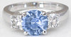 Round Blue and White Sapphire Ring in 14k white gold
