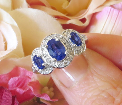 Gorgeous Blue Sapphire Earrings Engagement Jewelry 14K White Gold Plated Gift 