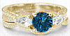 Round London Blue Topaz Diamond Alternative Engagement Ring in 14k Yellow Gold