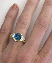 London Blue Topaz and White Sapphire Engagement Ring in 14k Yellow Gold