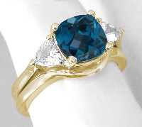 Cushion London Blue Topaz Engagement Ring in 14k Yellow Gold