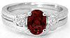January Birthstone Garnet and White Sapphire Engagement Ring with Engraving