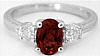 January Birthstone Garnet and Diamond Ring with Engraving