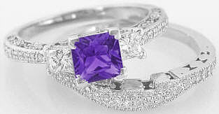 Vintage Amethyst Engagement Rings in 14k white gold