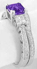 Princess Cut Amethyst Engagement Rings in 14k in 14k white gold