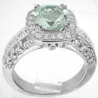 Filigree Milgrain Detail on Prasiolite Diamond Engagement Ring 