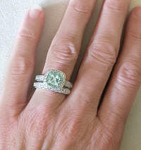 Antique Prasiolite Diamond Engagement Ring and Matching Wedding Ring