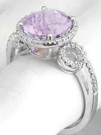 Genuine Pink Amethyst Rings in 14k white gold