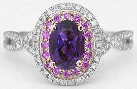 Amethyst Pink Sapphire Diamond Engagement Rings