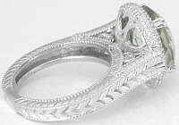 Vintage Prasiolite Engagement Ring in 14k white gold