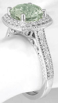 Filigree Prasiolite Rings in White Gold in 14k gold