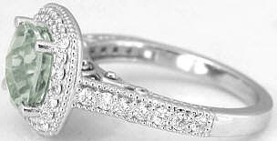 Eye Catching Prasiolite Diamond Ring in 14k in 14k gold