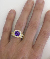 Amethyst Engagement Ring with Matching Band in 14k