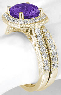 February Birthstone Engagement Set in 14k in 14k yellow gold