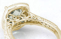Filigree Design Prasiolite Diamond Halo Ring in 14k