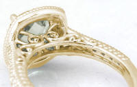 Filigree Prasiolite Diamond Halo Engagement Ring in 14k