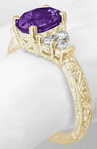 February Birthstone Rings with Antique Details in 14k yellow gold