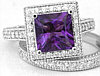 Princess Cut Amethyst Diamond Engagement Rings