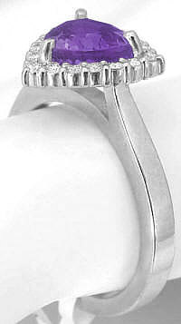 White Gold Trillion Amethyst and Diamond Rings in 14k white gold