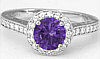 Round Amethyst and Diamond Halo Engagement Ring