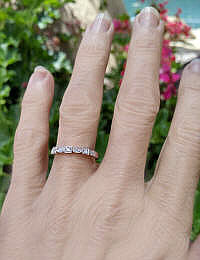 Marquise round diamond eternity ring in 14k white gold