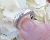 hammered 18k white gold real diamond anniversary band ring for sale