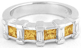 Anniversary Rings with Citrine and Diamonds