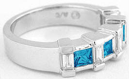 London Blue Topaz Wedding Rings with Diamonds in 14k gold