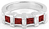 Garnet or Rhodolite Baguette Diamond Anniversary Ring