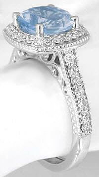 Filigree Design on Aquamarine Rings in 14k white gold