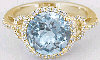 Round Aquamarine and Diamond Ring in 14k Yellow Gold