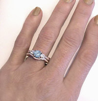 Aquamarine Gemstone Promise Rings in 14k White Gold with Vintage Styling