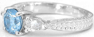 Aquamarine Diamond Alternative Ring in 14k in 14k white gold