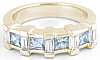0.97 ctw Princess Cut Aquamarine and Baguette Diamond Ring