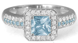 Princess Cut Aquamarine Ring in 14k