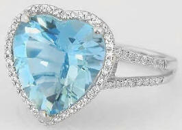 Heart Gemstone Ring in White Gold in 14k yellow gold