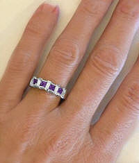 Princess Cut Amethyst Diamond Ring in 14k
