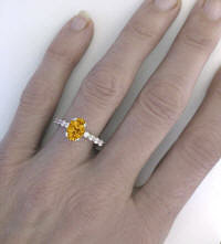 Natural Citrine Diamond Ring in 14k