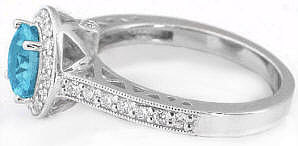 Diamond and Swiss Blue Topaz Rings in 14k white gold