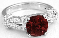Cushion Cut Garnet Rings in 14k white gold