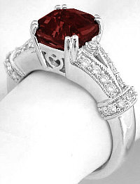 Heart Gallery on Garnet Ring in 14k white gold