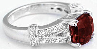 Red Garnet and Diamond Rings in 14k white gold