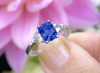 2 carat Sri Lankain Ceylon Blue and White Sapphire Ring in 14k white gold for sale