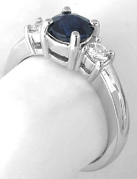 14k White Gold Round Sapphire Engagement Rings