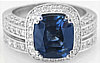 Cushion Sapphire Engagement Ring in 18k White Gold